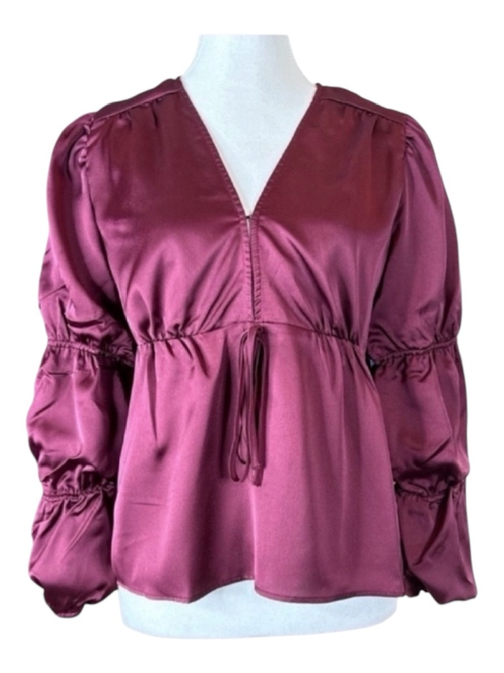 1. STATE Romatic Blooms Empire Waist Blouse, Tiered Puff Sleeves, Size S.